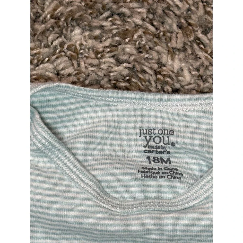 Just One You by Carter's Baby Boy 18M Long Sleeve Striped Bear Bodysuit Teal